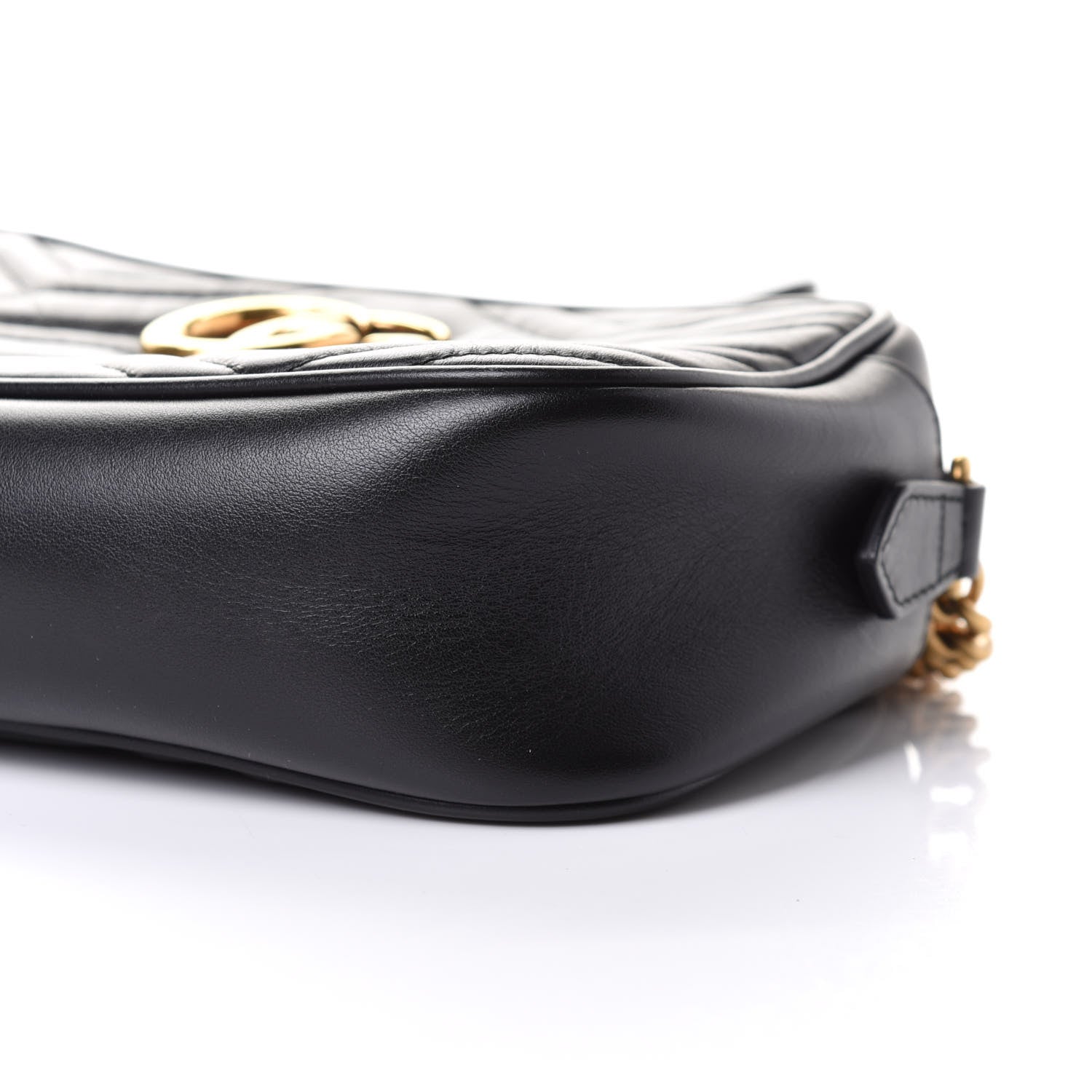 Gucci Calfskin Matelasse Small GG Marmont Chain Shoulder Bag Black 6 of 12