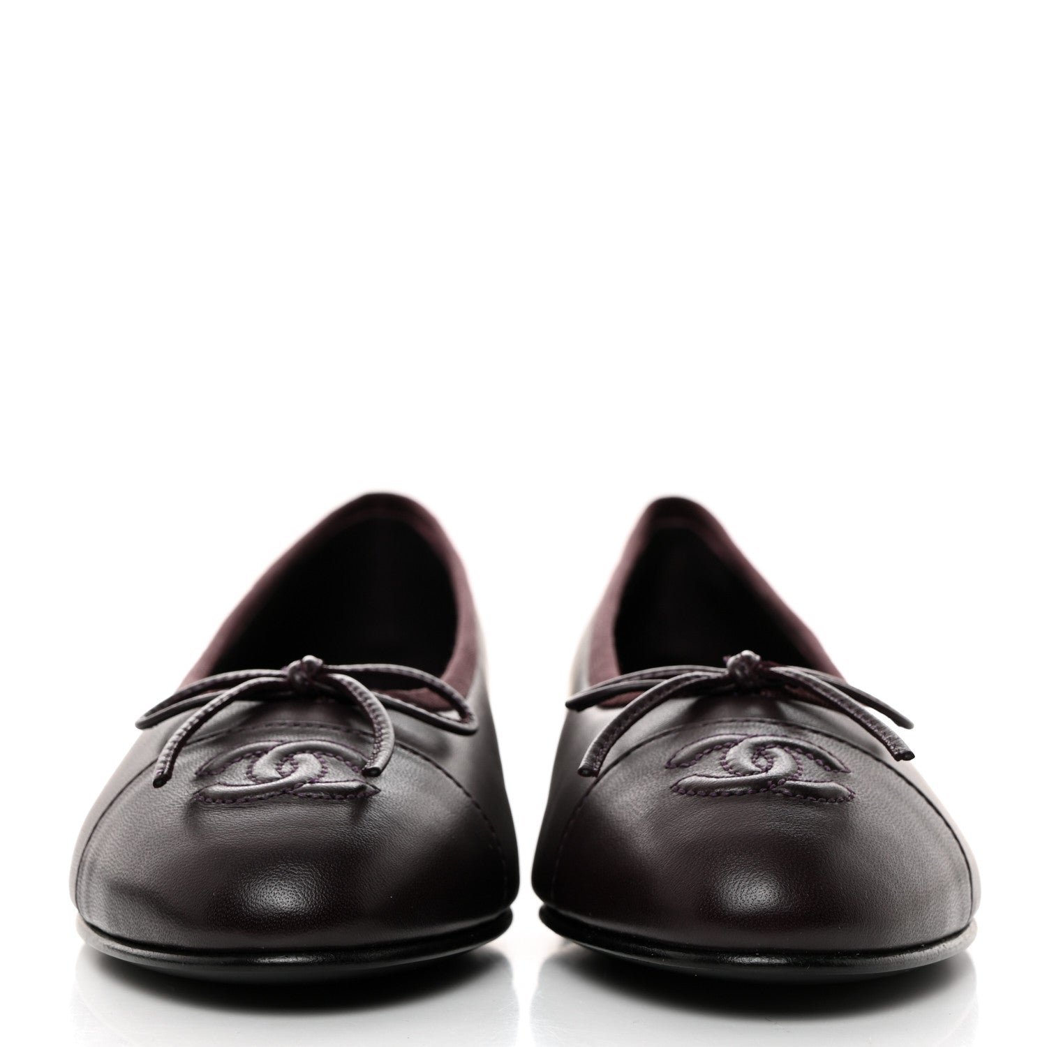 Chanel Lambskin Cap Toe CC Ballerina Flats 38 Purple 2 of 9