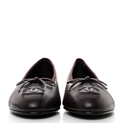 Chanel Lambskin Cap Toe CC Ballerina Flats 38 Purple 2 of 9