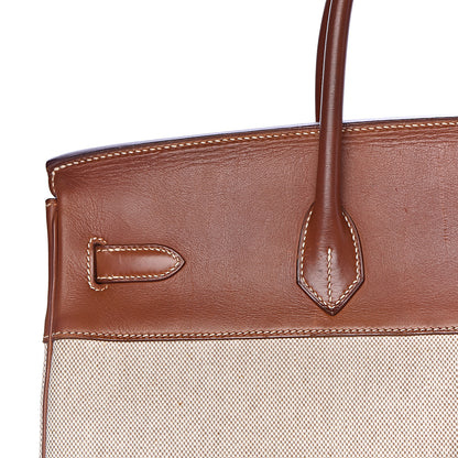 Hermes Toile Barenia Birkin 40 Fauve 26 of 37