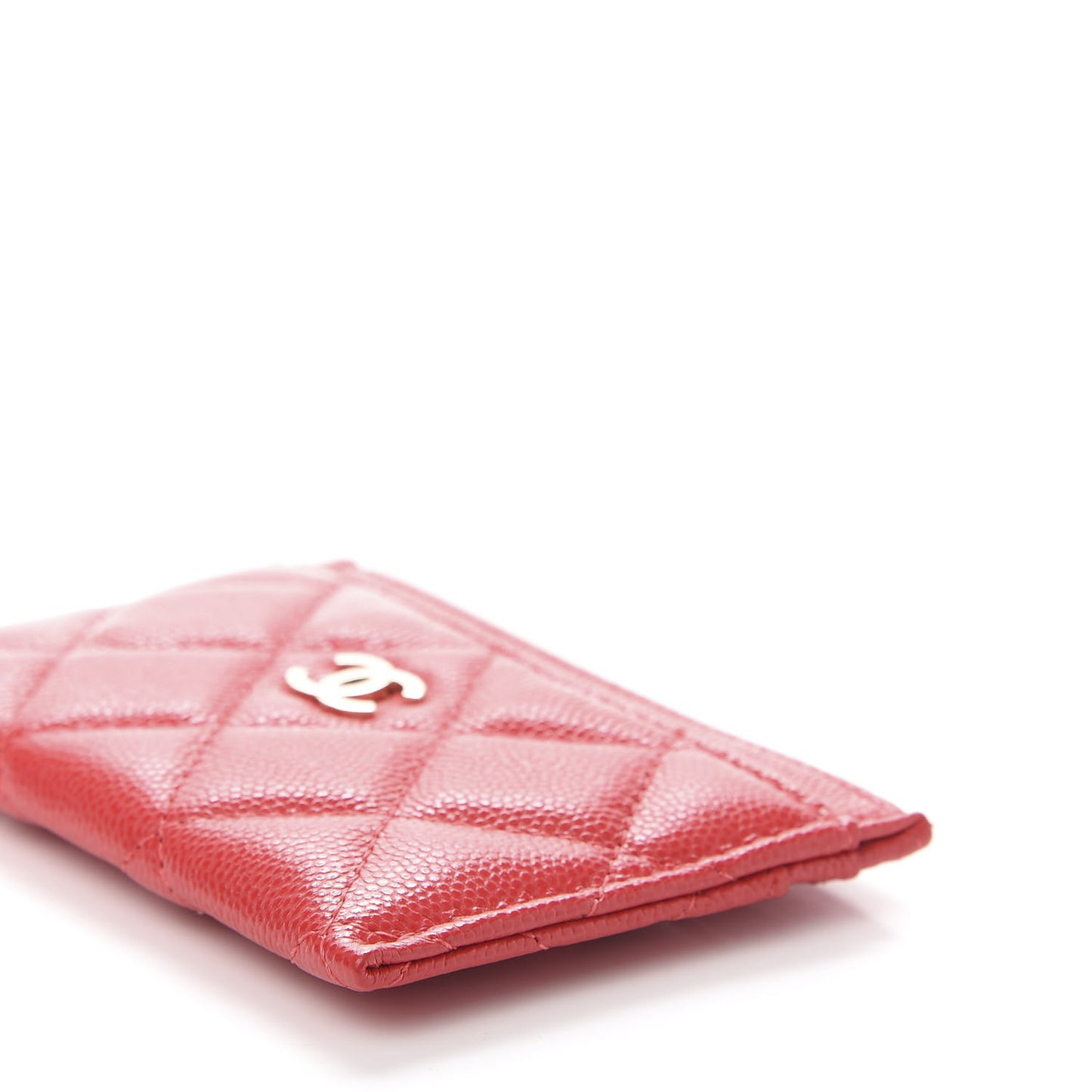 Caviar Quilted Card Holder Red