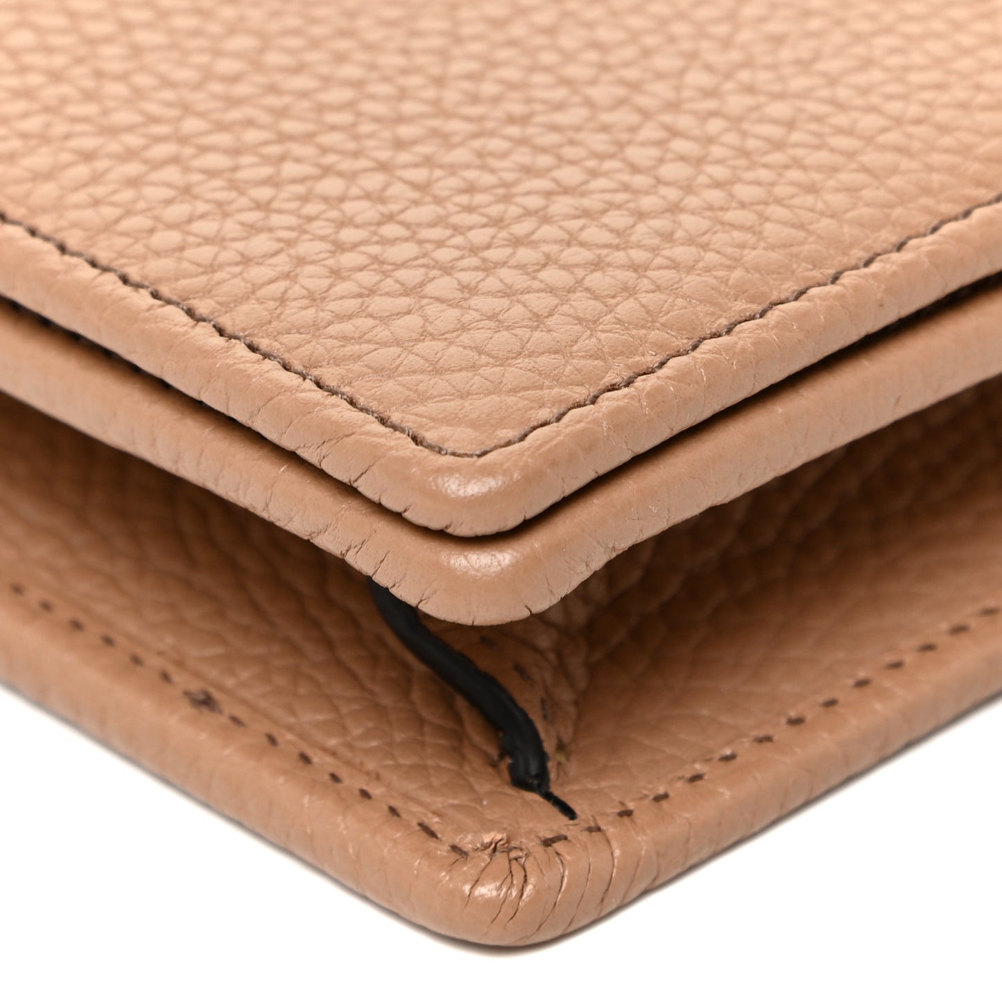 Pebbled Calfskin Soho Wallet on Chain Camelia