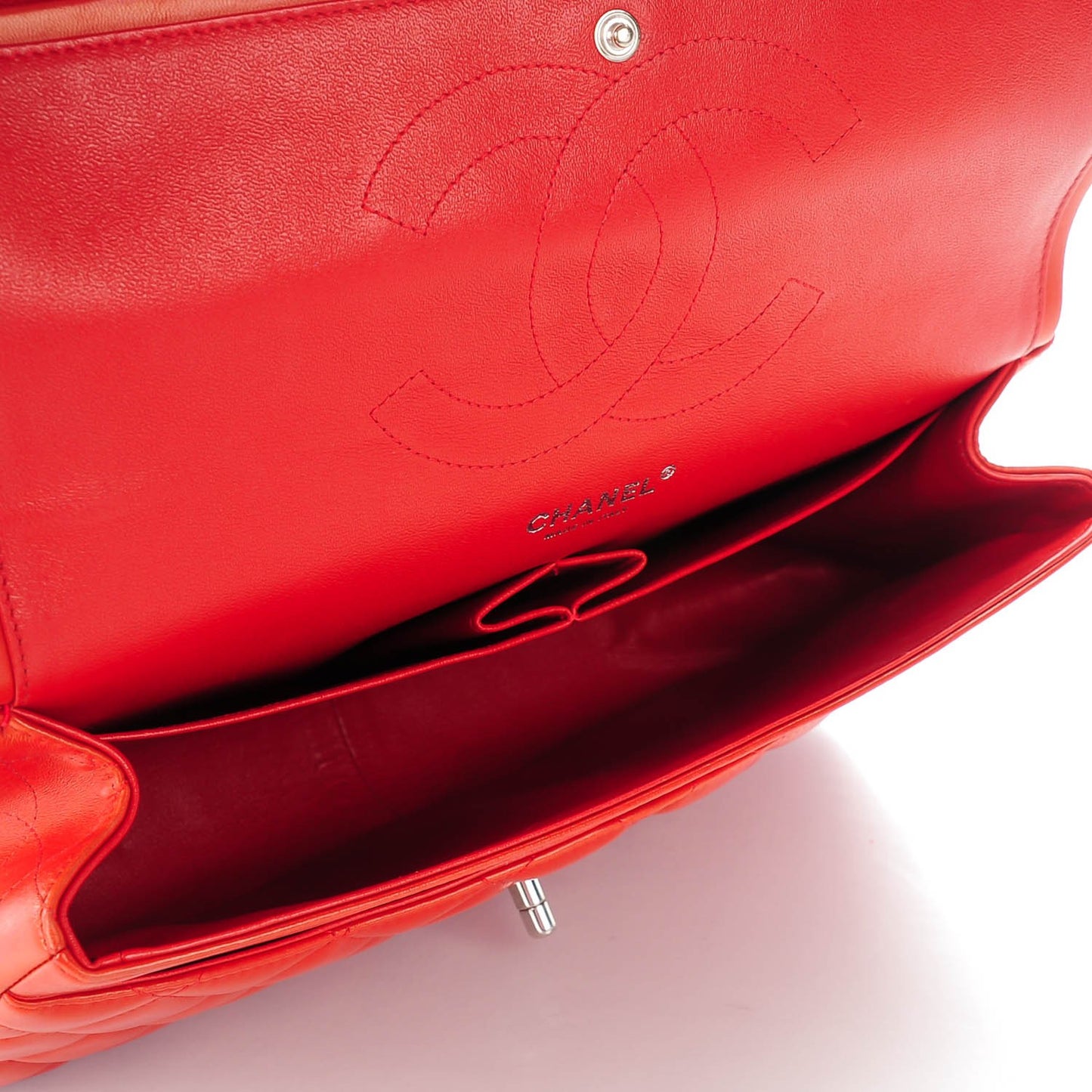 Lambskin Quilted Jumbo Double Flap Red