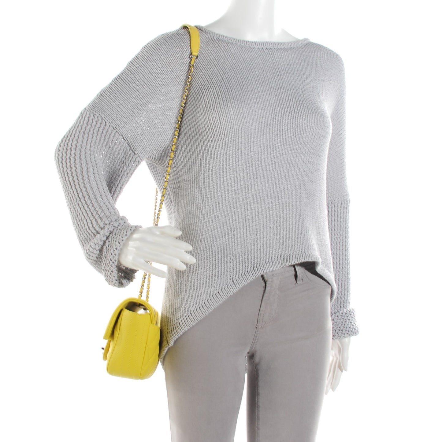 Rubber Quilted Lambskin Mini Coco Rain Flap Yellow