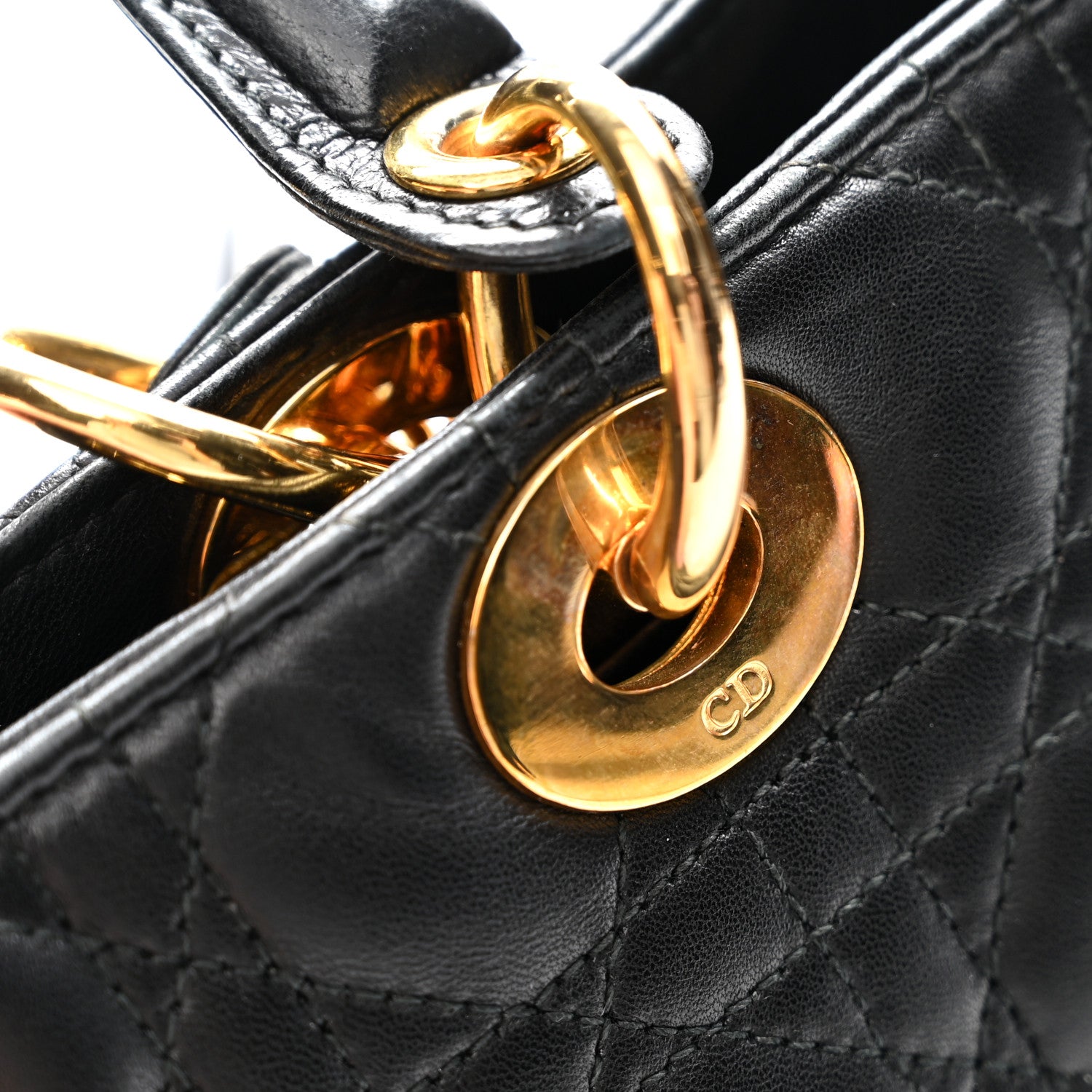 Christian Dior Lambskin Cannage Large Lady Dior Black 1888456