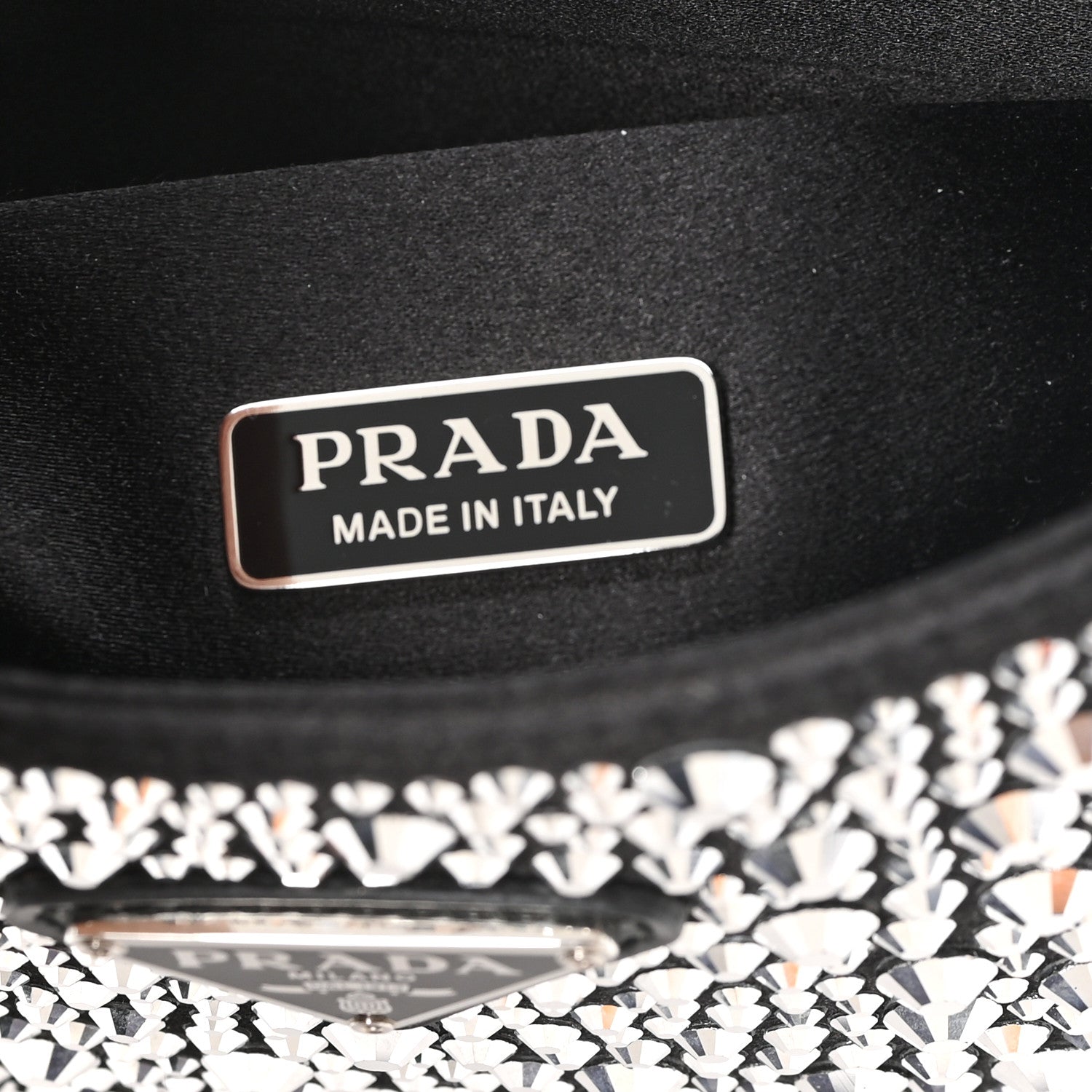 Prada Satin Crystal Cleo Adjustable Strap Shoulder Bag Metal 6 of 9