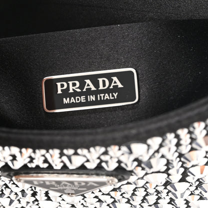 Prada Satin Crystal Cleo Adjustable Strap Shoulder Bag Metal 6 of 9