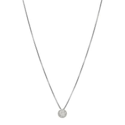 David Yurman Sterling Silver Diamond 9mm Petite Pave Pendant Necklace 1 of 4