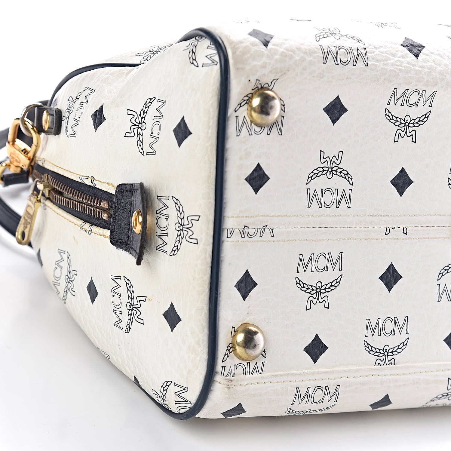 MCM Visetos Boston Satchel White 11 of 12