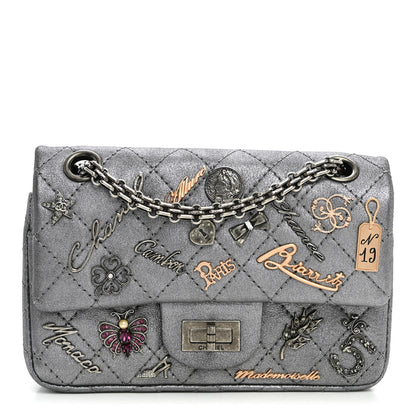 Chanel Metallic Calfskin Quilted Lucky Charms 2.55 Reissue 224 Flap Dark Silver 1 of 10