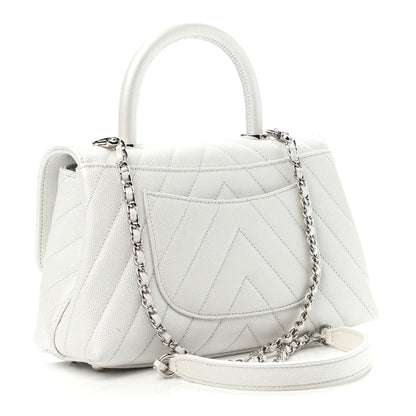 Chanel Iridescent Caviar Chevron Quilted Mini Coco Handle Flap White 2 of 4