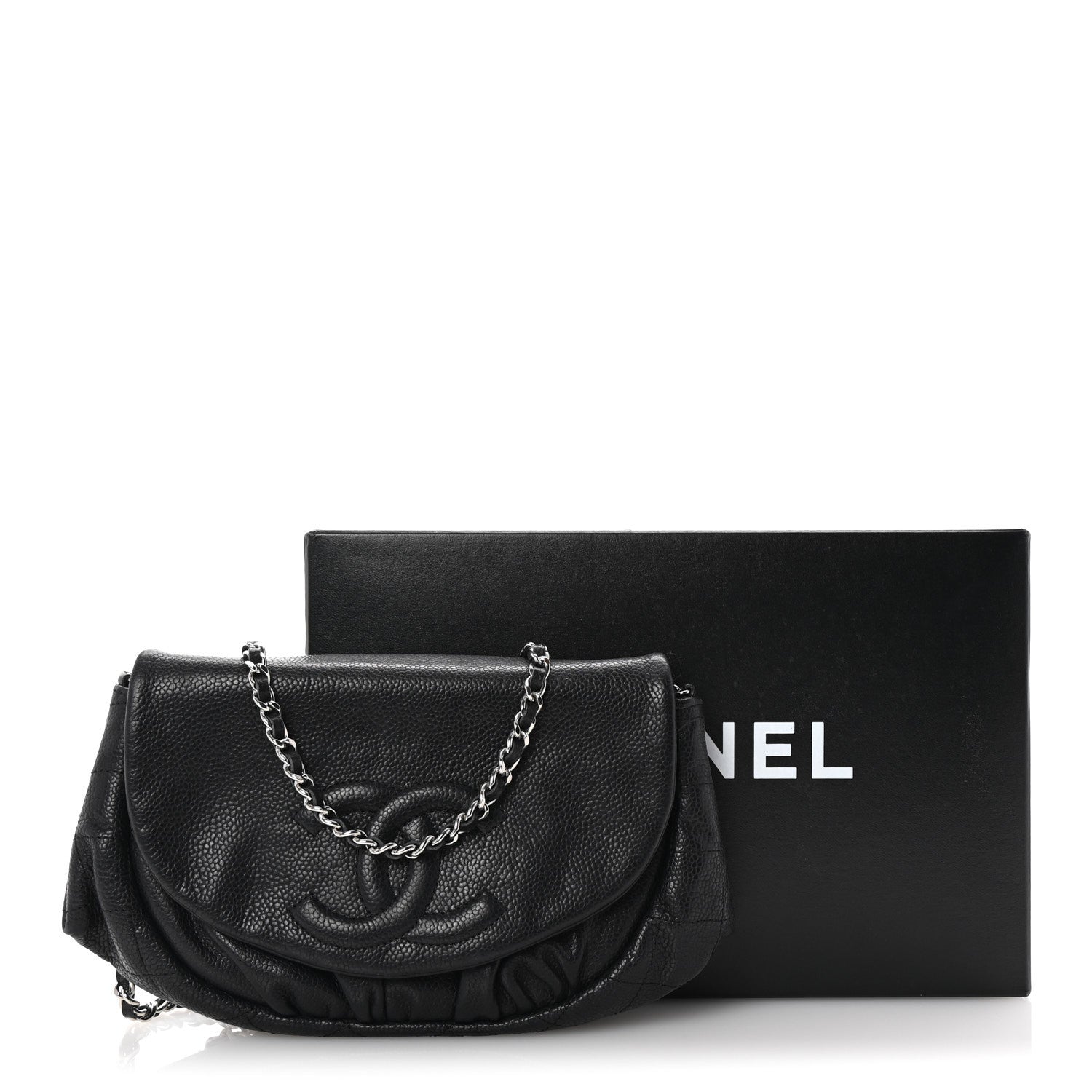 Chanel Caviar Half Moon Wallet On Chain WOC Black 11 of 11