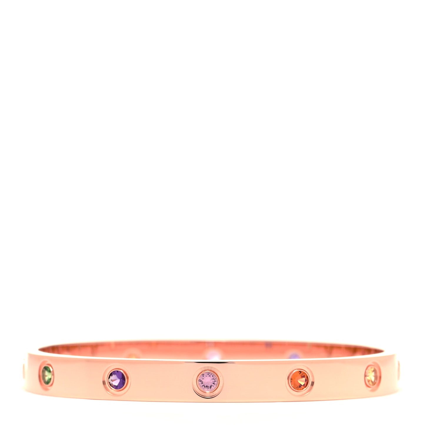 18K Pink Gold Sapphire Garnet Amethyst LOVE Bracelet 16