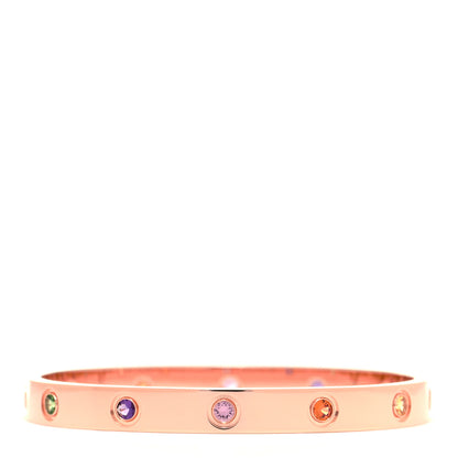 Cartier 18K Pink Gold Sapphire Garnet Amethyst LOVE Bracelet 16 1 of 6