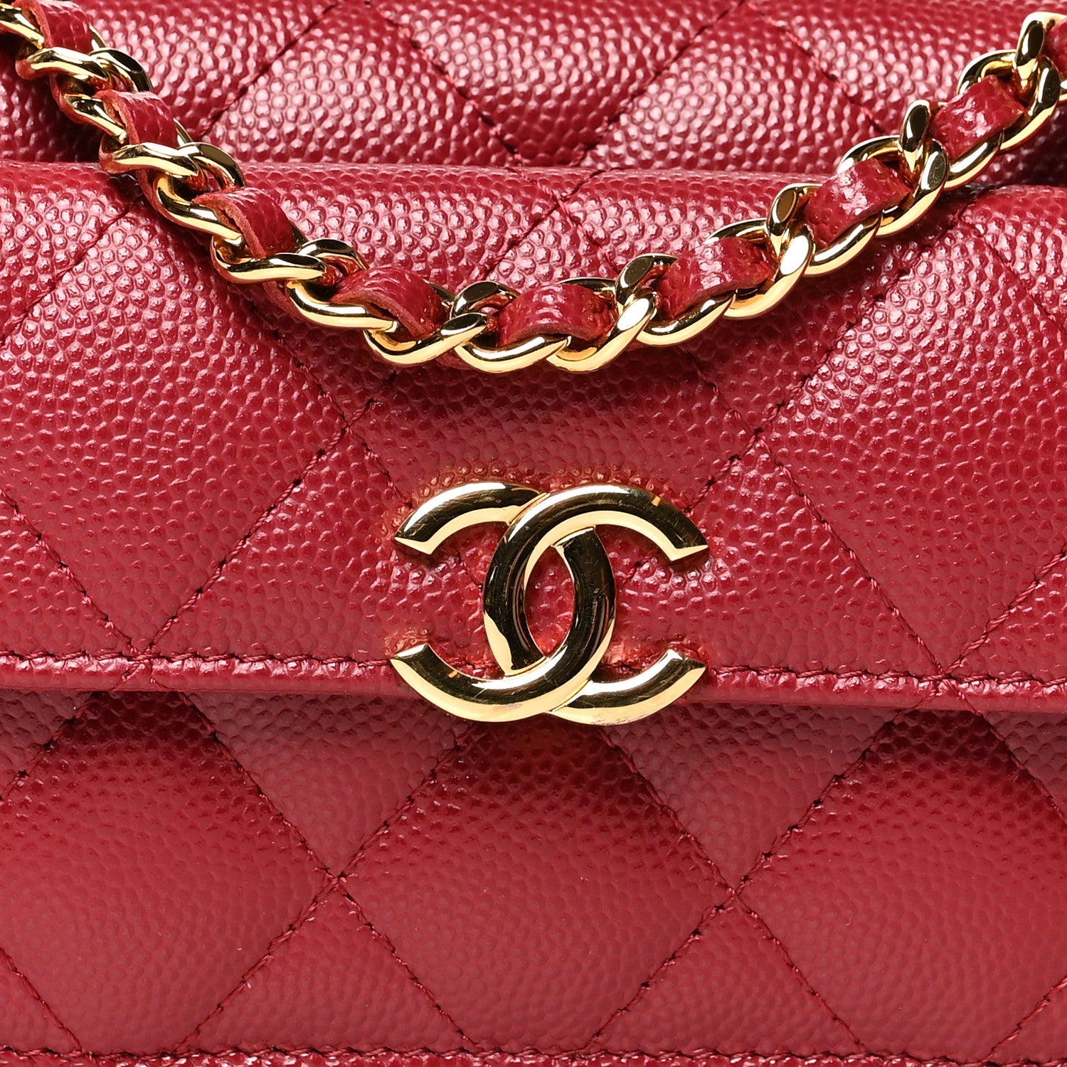Chanel Caviar Quilted Pocket Twins Clutch With Chain Burgundy 10 of 12