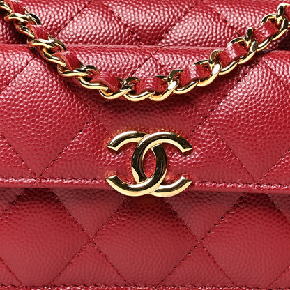 Chanel Caviar Quilted Pocket Twins Clutch With Chain Burgundy 10 of 12
