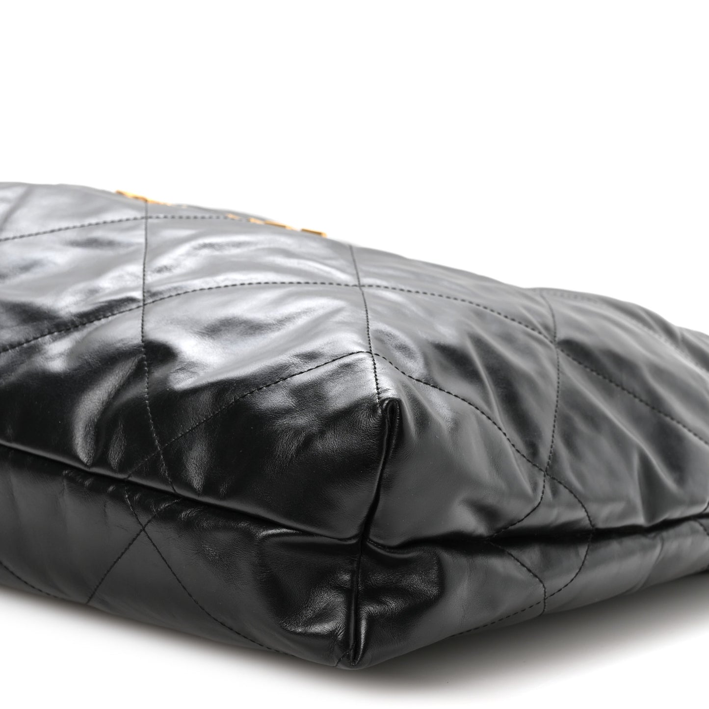 Shiny Calfskin Quilted Large Chanel 22 Black