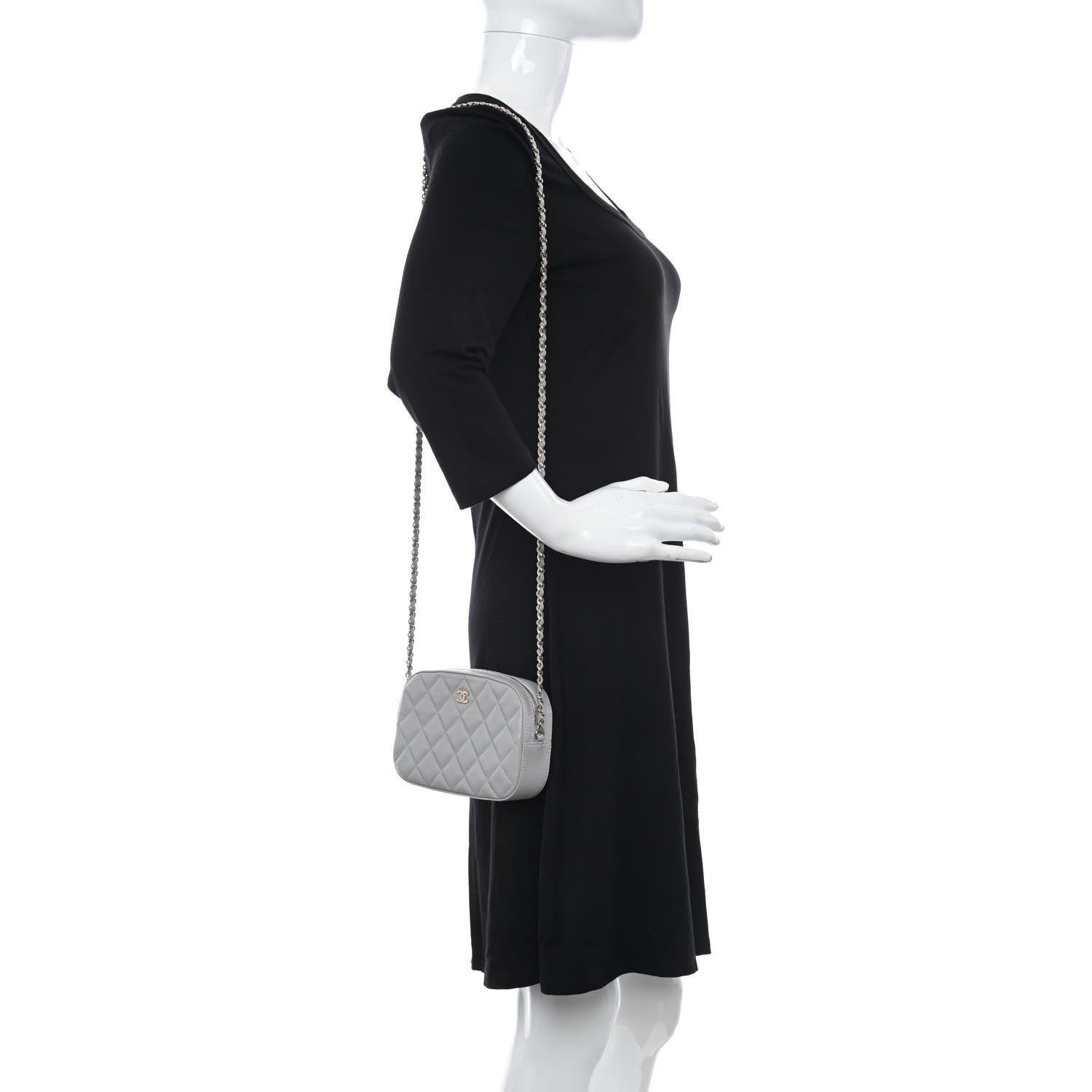 Chanel Caviar Quilted Camera Case Grey 2 of 11
