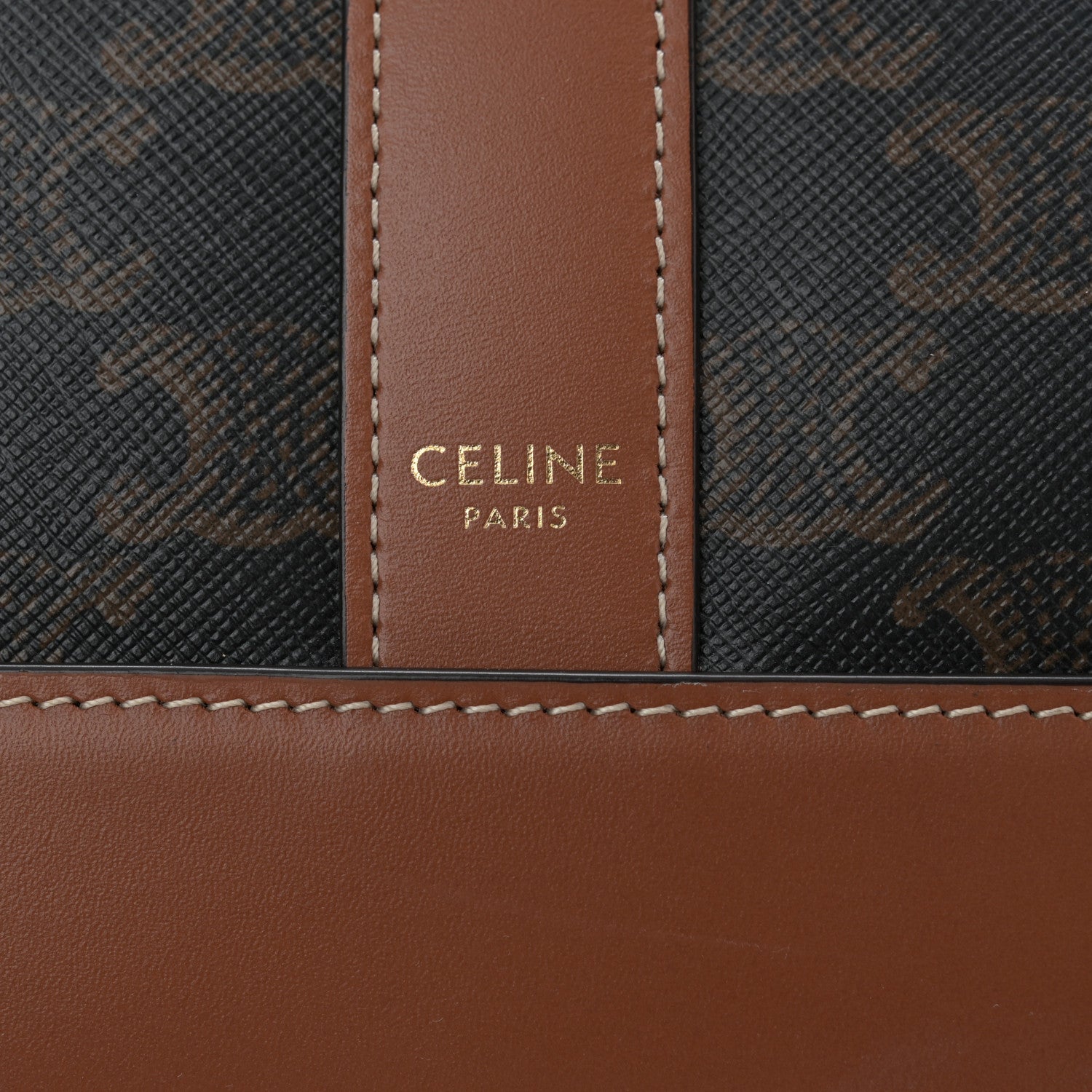 Celine Triomphe Canvas Calfskin Small Bucket Bag Tan 6 of 10