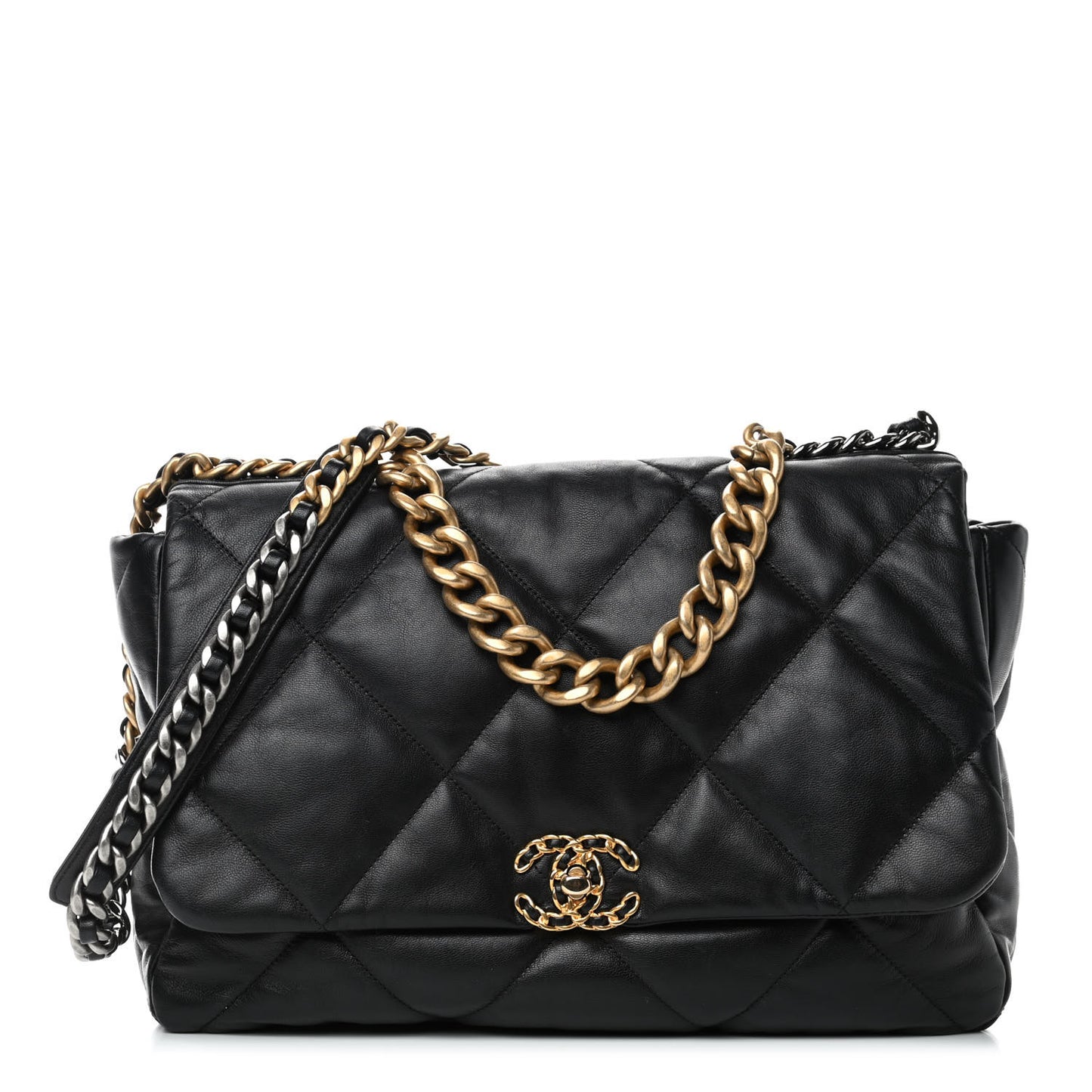 Goatskin Quilted Maxi Chanel 19 Flap Black