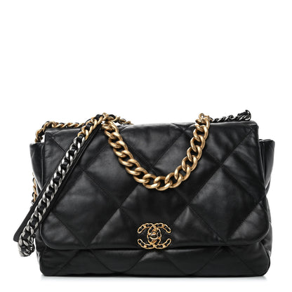 Chanel Goatskin Quilted Maxi Chanel 19 Flap Black 1 of 4
