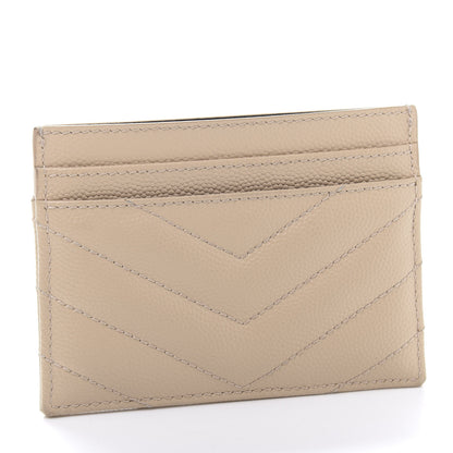 Saint Laurent Grain De Poudre Matelasse Chevron Monogram Credit Card Case Nude Powder 3 of 10