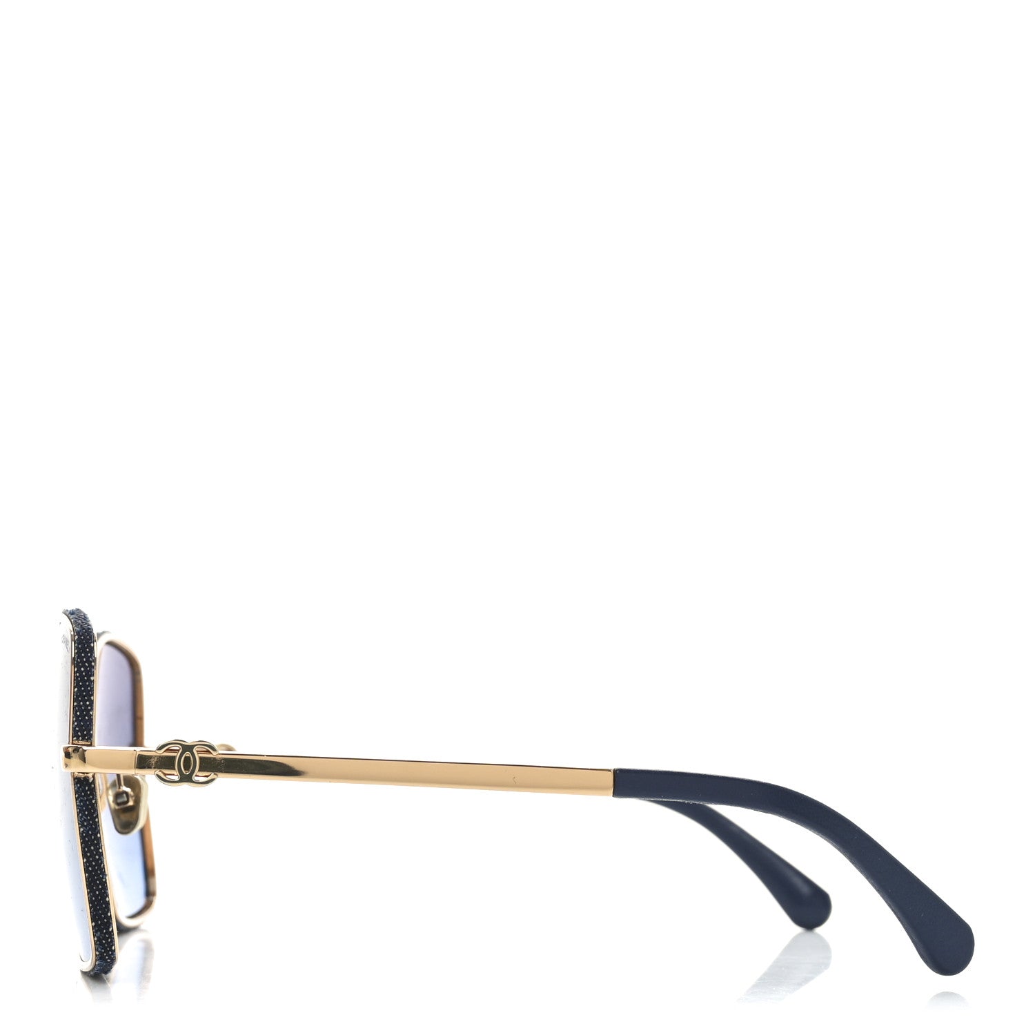 Chanel Metal Calfskin Denim Square Sunglasses 4288Q Blue Blue 3 of 7
