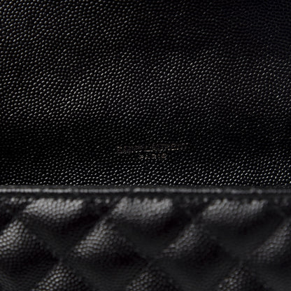 Saint Laurent Grain De Poudre Textured Mixed Matelasse Triquilt Medium Monogram Satchel Black 7 of 9