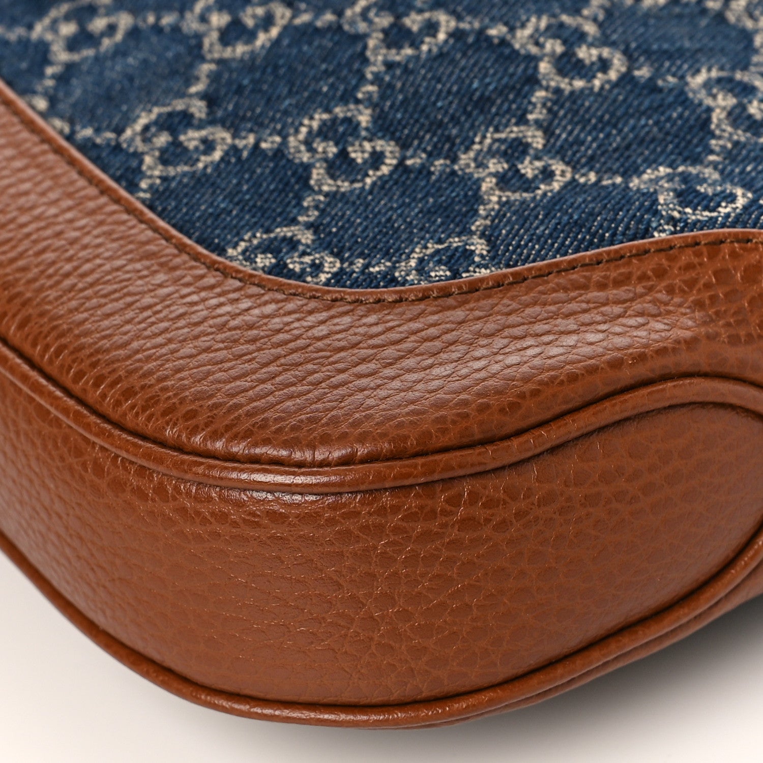 Gucci New Denim GG Monogram Calfskin Small Jackie 1961 Hobo Blue Tea Cuir 9 of 9