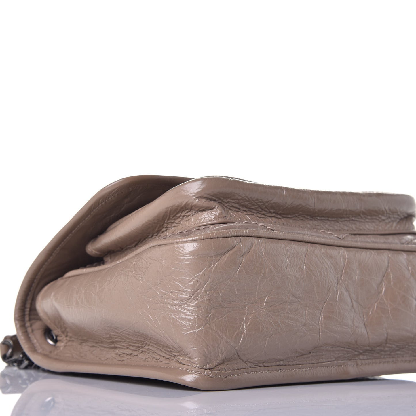 Crinkled Calfskin Matelasse Monogram Baby Niki Chain Satchel Light Taupe