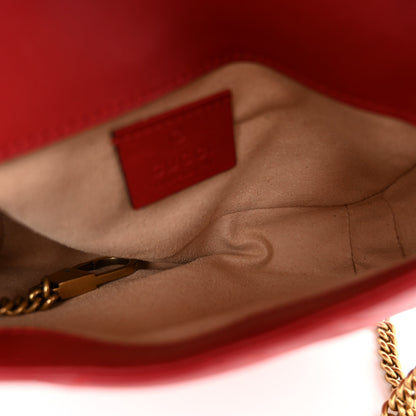Gucci Calfskin Matelasse Super Mini GG Marmont Shoulder Bag Hibiscus Red 5 of 10