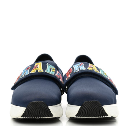 Prada Neoprene Logo Sneakers 37.5 Navy 3 of 15