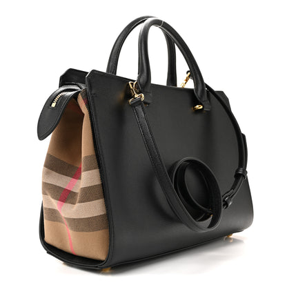 Burberry Calfskin Mega Check Small Banwell Tote Black 3 of 10
