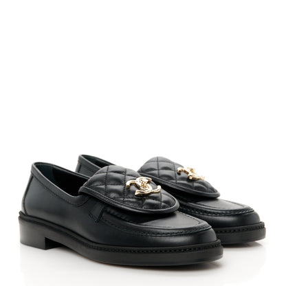 Chanel Lambskin Quilted CC Turnlock Loafers 36.5 Black 5 of 9