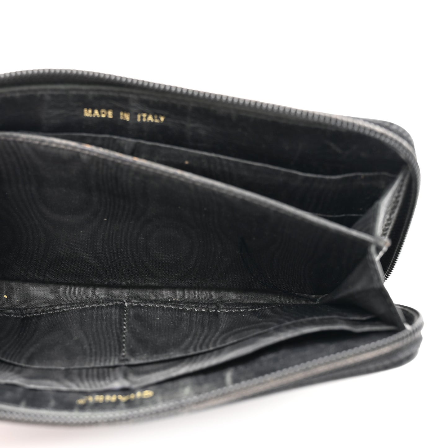 Caviar CC Timeless Large Zip Around Wallet Black