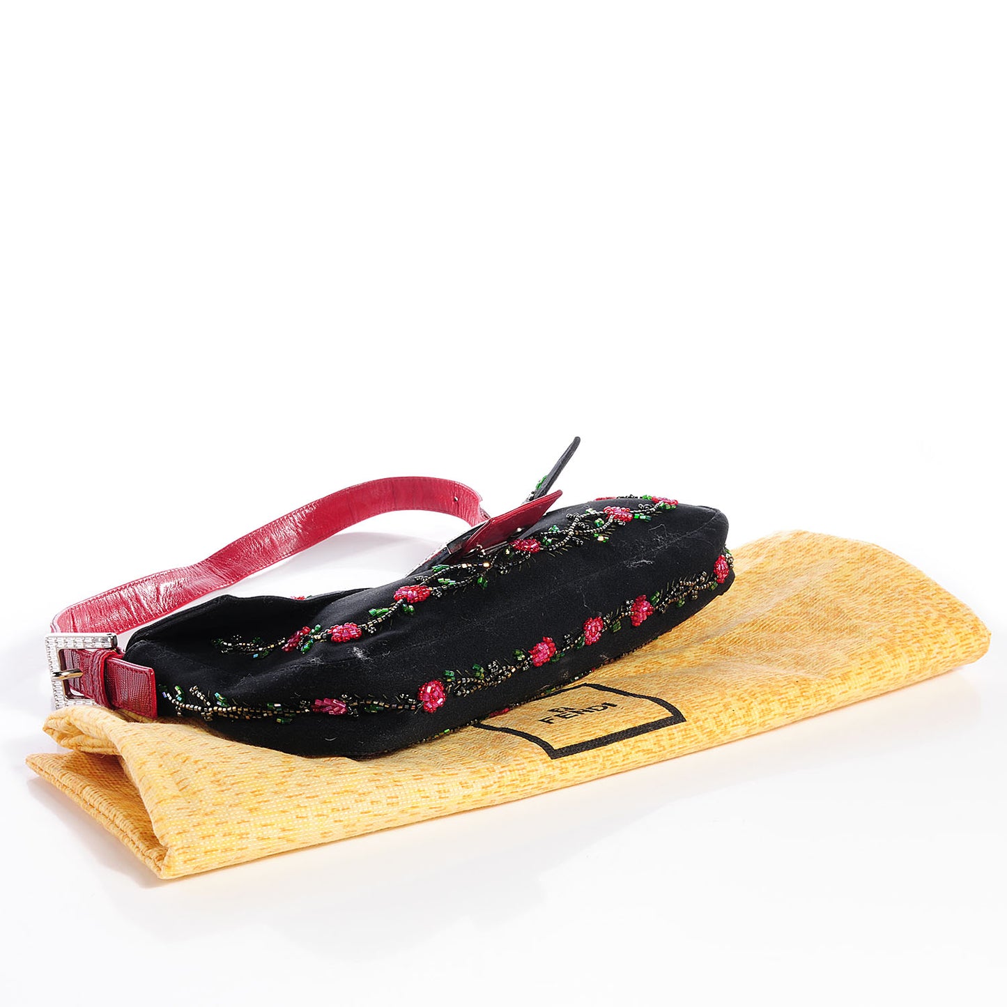 Canvas Lizard Beaded Baguette Black
