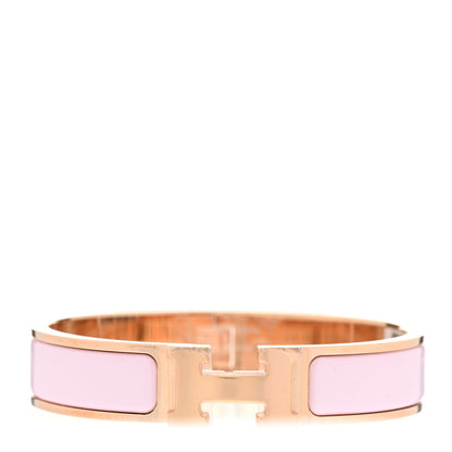 Hermes Enamel Narrow Clic Clac H Bracelet PM Rose Dragee 1 of 5