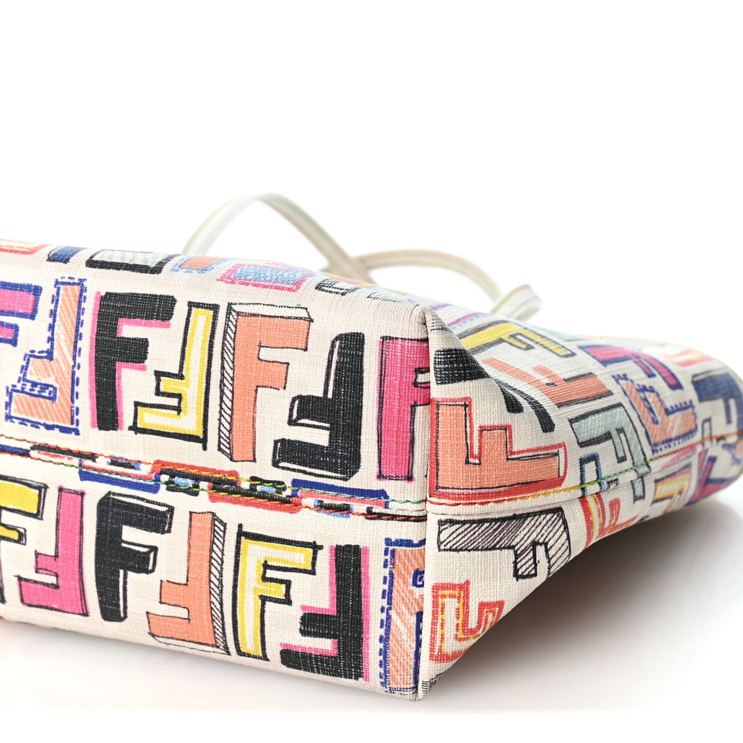 Zucca Spalmati Vitello FF Multicolor Mini Roll Tote White Multicolor