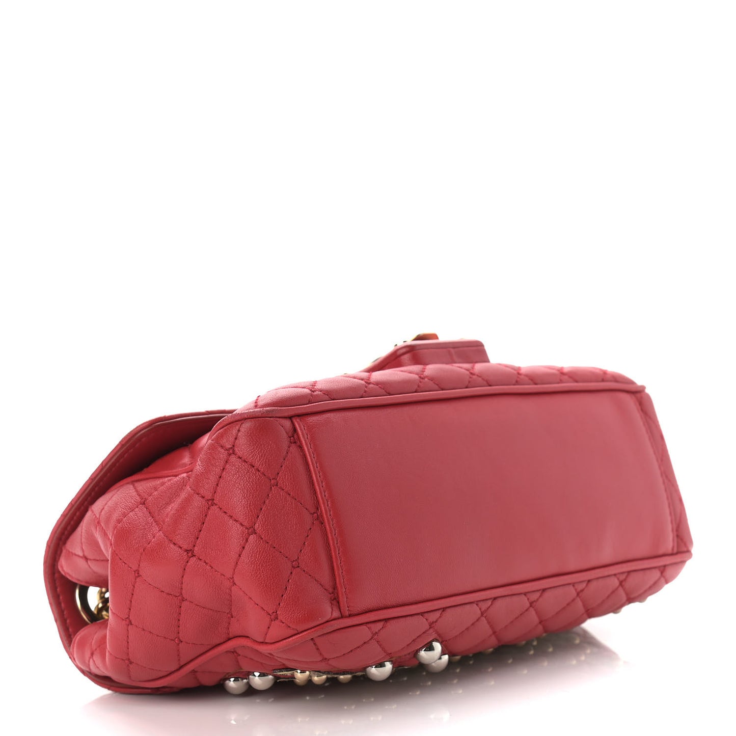 Lambskin Watersnake Embellished Lucia Shoulder Bag Red