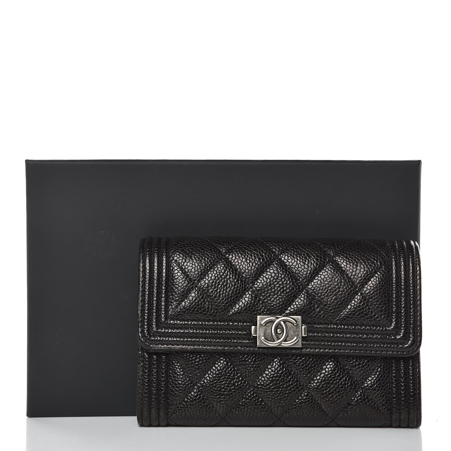 Chanel Caviar Quilted Medium Boy Flap Wallet Black 9 of 9