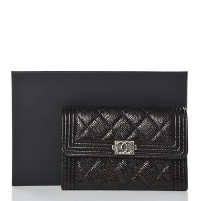 Chanel Caviar Quilted Medium Boy Flap Wallet Black 9 of 9