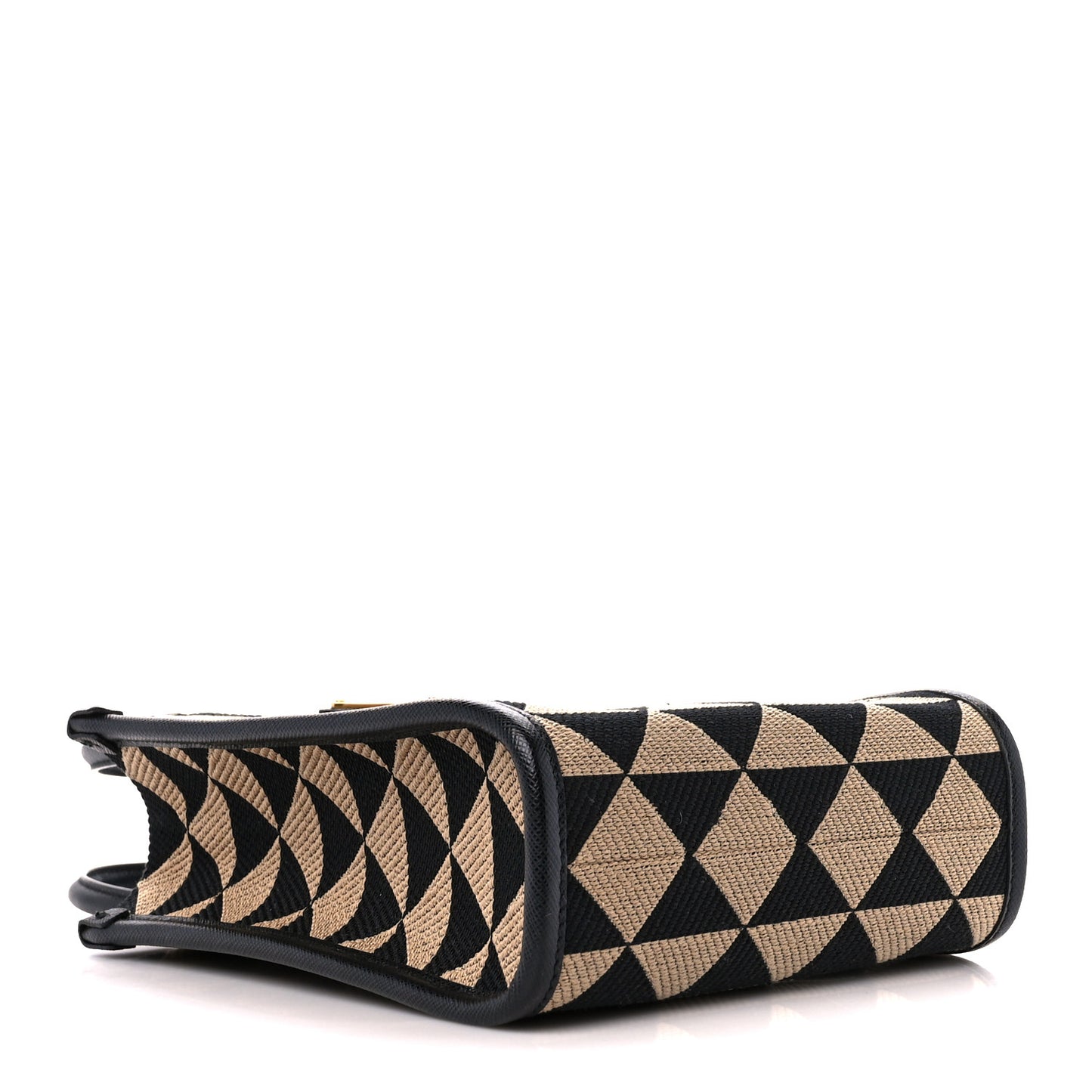 Jacquard Saffiano Triangolo Symbole Embroidered Mini Tote Black Corda