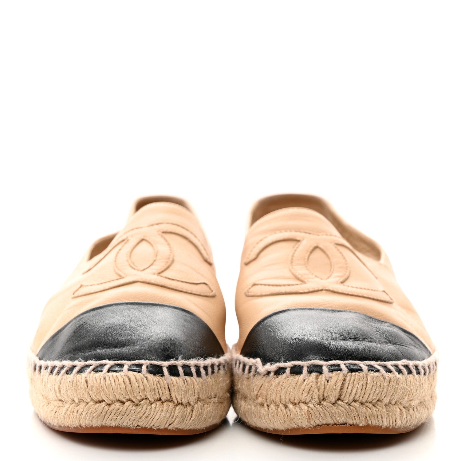 Chanel Lambskin CC Espadrilles 40 Beige Black 2 of 8
