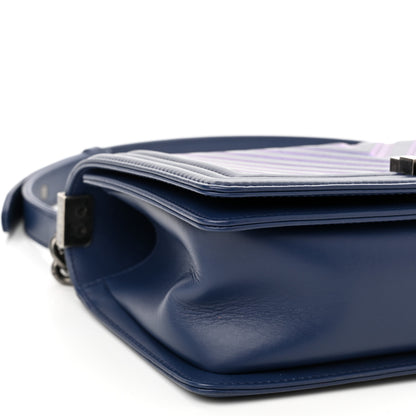 Chanel Calfskin Painted Chevron Embossed Medium Boy Flap Navy 9 of 11