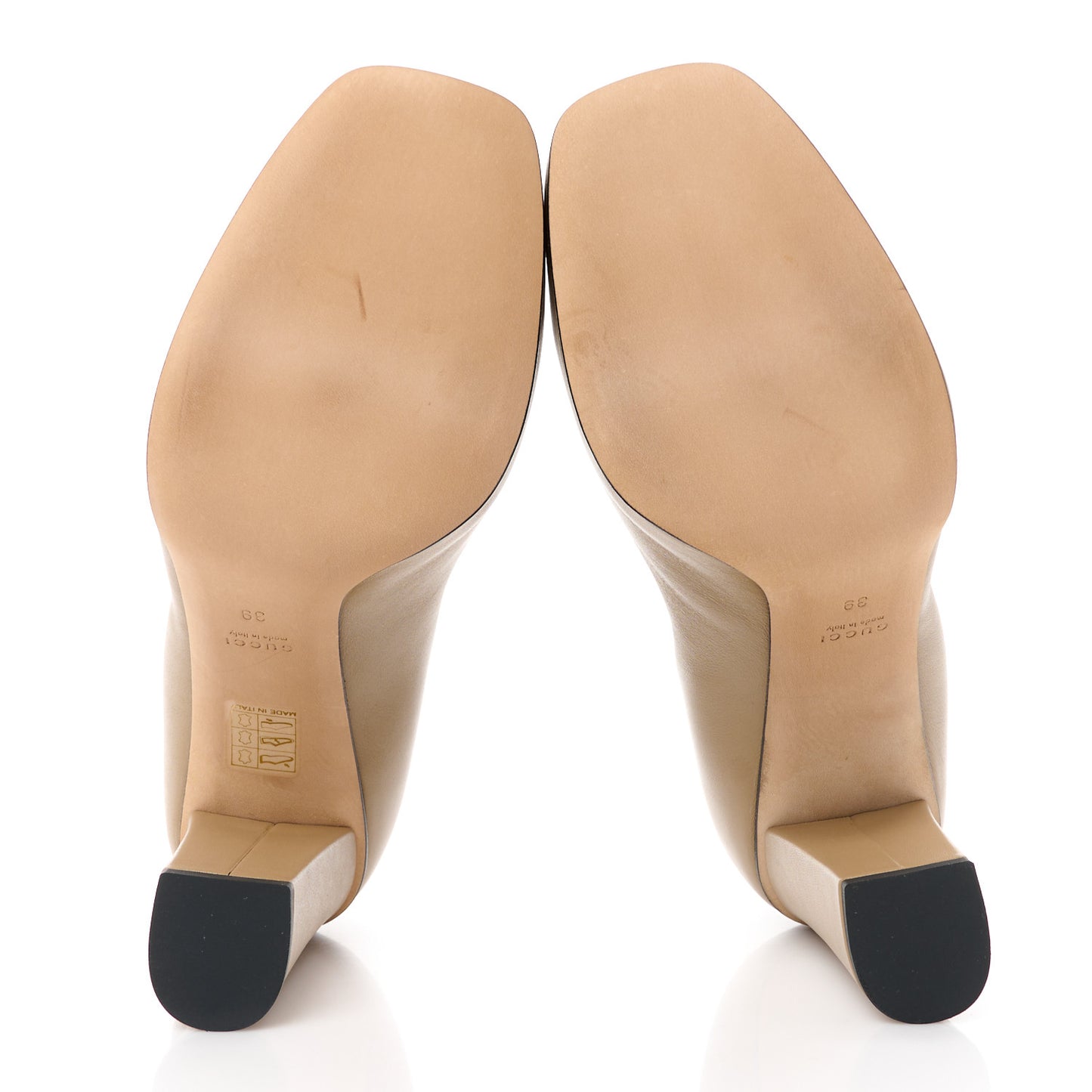 Calfskin Horsebit Block Heel Pumps 39 Beige