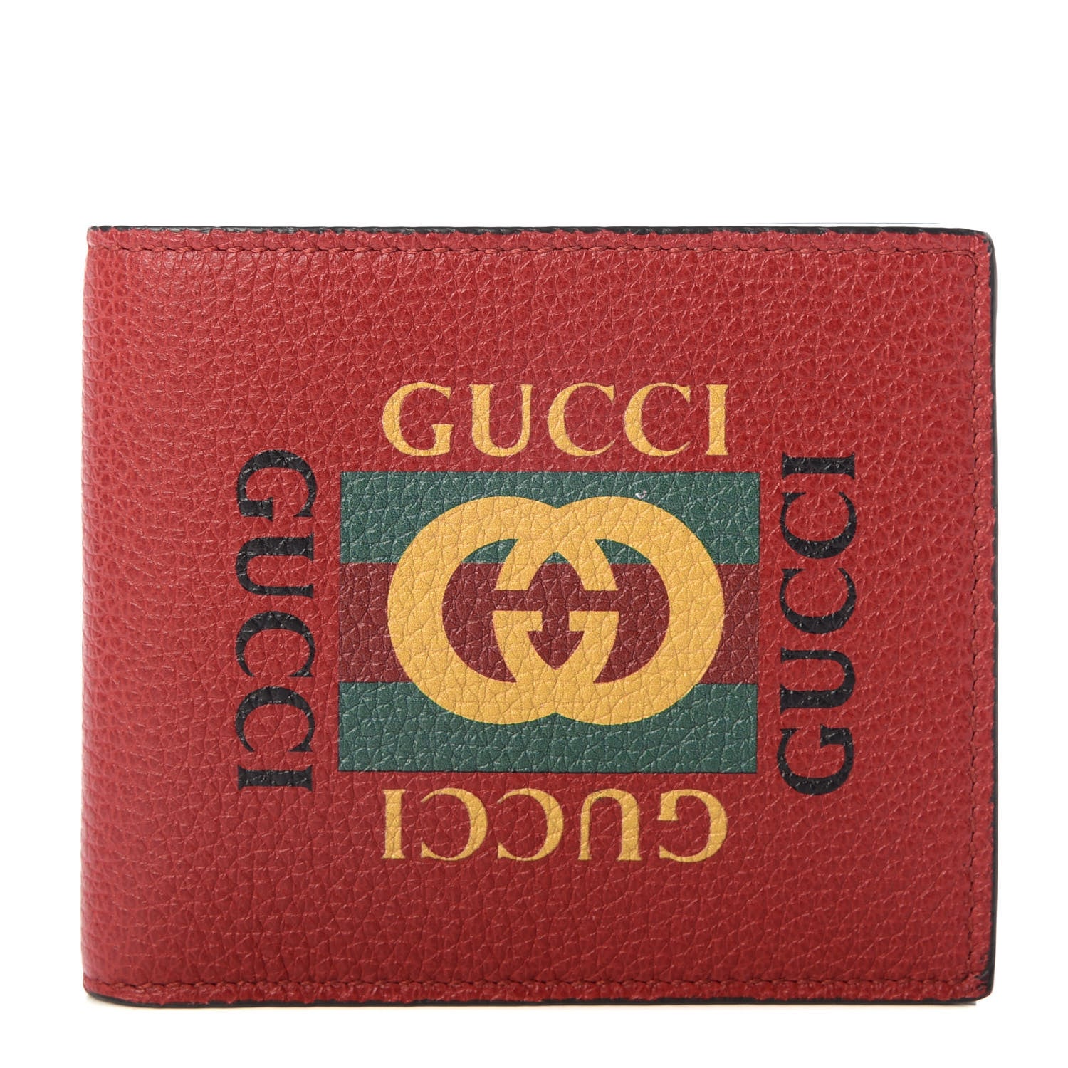 Gucci Calfskin Logo Bi-Fold Wallet Red 1 of 7