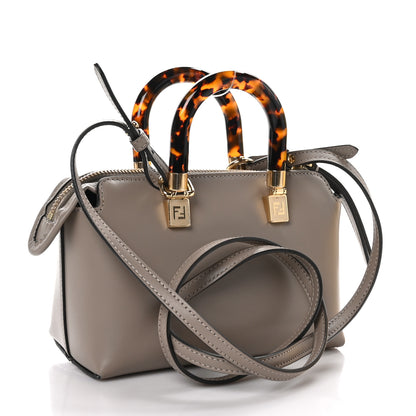 Fendi Vitello King Plexiglass Logo Embossed Mini By The Way Top Handle Boston Bag Tortora 3 of 11