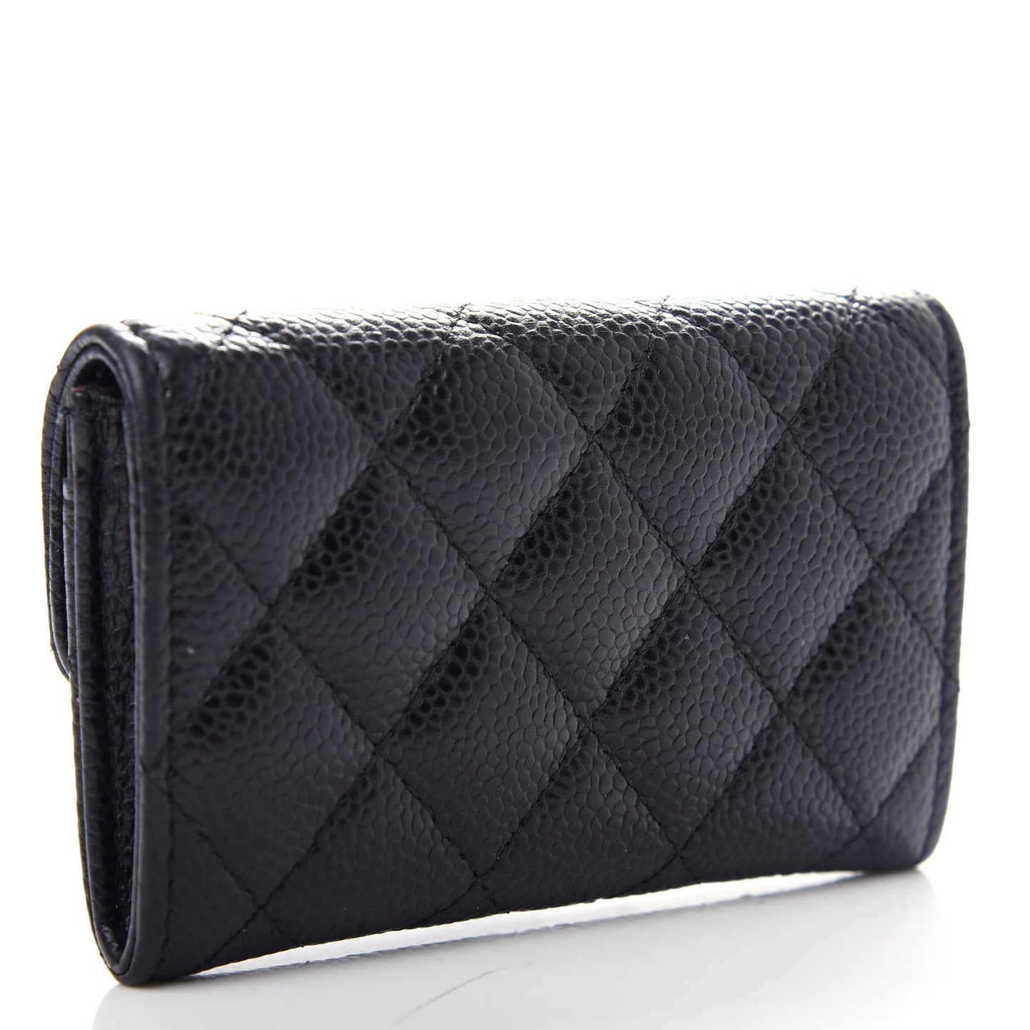 Caviar Quilted Flap Card Holder Black