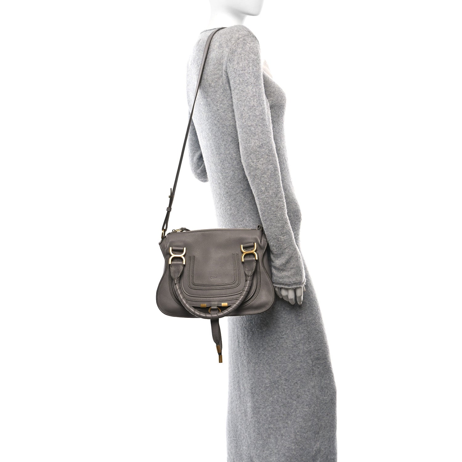 Chloe Calfskin Small Marcie Satchel Cashmere Grey 2 of 10