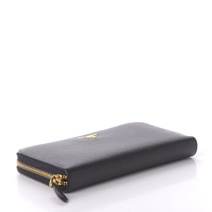 Prada Saffiano Metal Zip Around Wallet Black 4 of 9